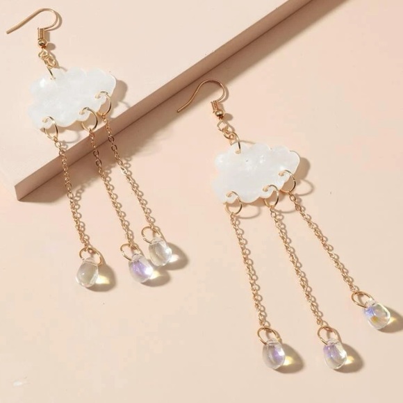 Acrylic Cloud and Rain Earrings - Picture 4 of 5